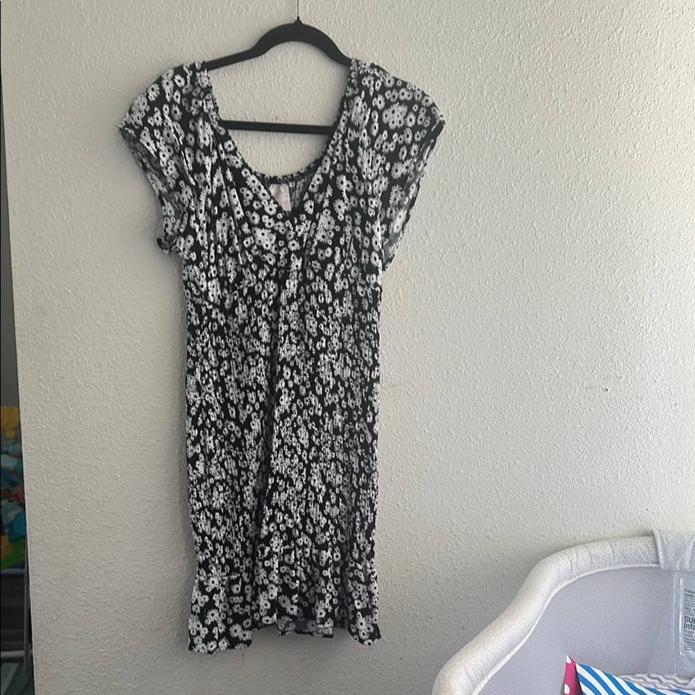 Floral Black and White Dress